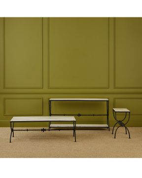 Agora White Travertine Cocktail Table by Currey and Company - view 6