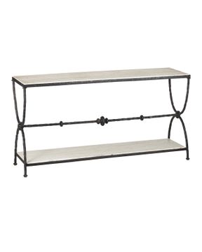 Agora White Travertine Console Table by Currey and Company