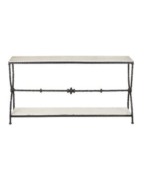 Agora White Travertine Console Table by Currey and Company - view 4
