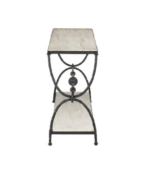 Agora White Travertine Console Table by Currey and Company - view 5