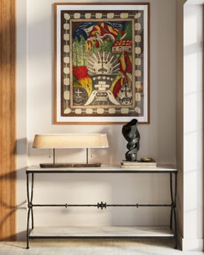 Agora White Travertine Console Table by Currey and Company - view 7