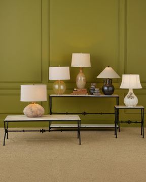 Agora White Travertine Console Table by Currey and Company - view 9