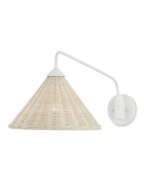 Basket White Swing-Arm Wall Sconce by Currey and Company
