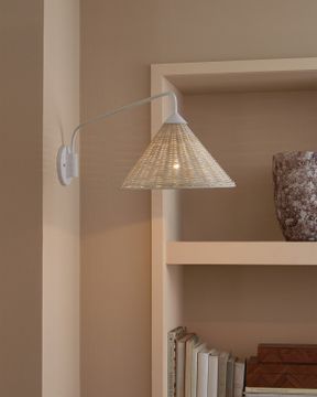Basket White Swing-Arm Wall Sconce by Currey and Company - view 7