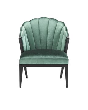 Janelle Black Chair, Velluto Viridian by Currey and Company - view 3