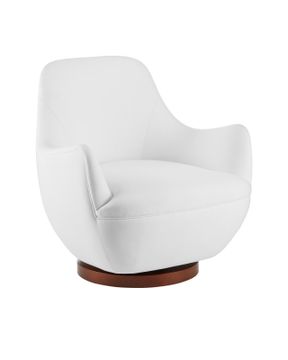 Brene Walnut Swivel Armchair, Muslin by Currey and Company