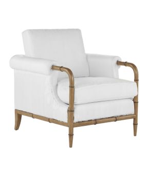 Merle Walnut Armchair, Muslin by Currey and Company
