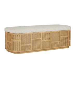 Anisa Sea Sand Storage Bench, Dunmeyer Parchment by Currey and Company