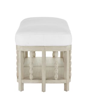 Norene Gray Bench, Muslin by Currey and Company - view 4
