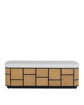 Anisa Black Storage Bench, Muslin by Currey and Company - view 3