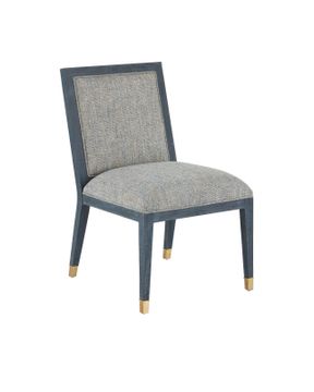 Santos Vintage Navy Side Chair, Barrett Dusk by Currey and Company