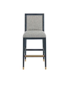 Santos Vintage Navy Bar Stool, Barrett Dusk by Currey and Company - view 6