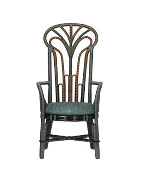 Benin Throne Green Armchair, Trevino Julep by Currey and Company - view 4