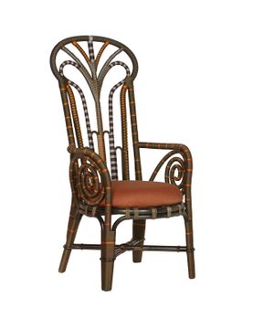 Benin Throne Brown Armchair, Linho Adobe by Currey and Company
