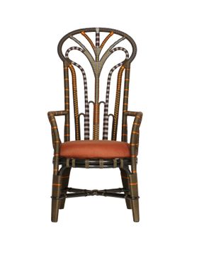 Benin Throne Brown Armchair, Linho Adobe by Currey and Company - view 3