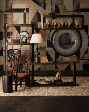 Benin Throne Brown Armchair, Linho Adobe by Currey and Company - view 8