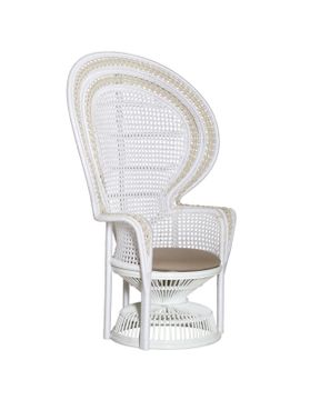 Emanuelle White Armchair, Linho Sand by Currey and Company