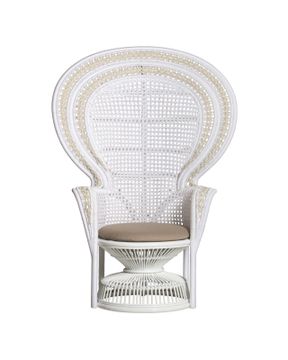 Emanuelle White Armchair, Linho Sand by Currey and Company - view 4