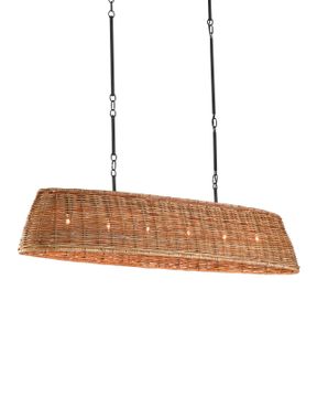 Basket Natural Oval Chandelier by Currey and Company - view 3