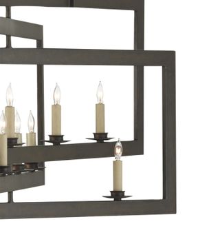 Middleton Rectangular Bronze Chandelier by Currey and Company - view 2