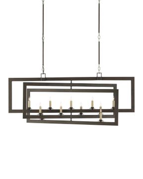 Middleton Rectangular Bronze Chandelier by Currey and Company - view 3