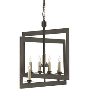 Middleton Rectangular Bronze Chandelier by Currey and Company - view 6