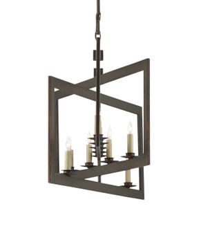 Middleton Rectangular Bronze Chandelier by Currey and Company - view 7