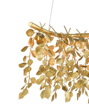 Golden Eucalyptus Rectangular Chandelier by Currey and Company - view 2
