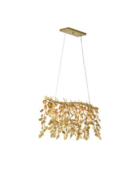 Golden Eucalyptus Rectangular Chandelier by Currey and Company - view 3