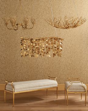 Golden Eucalyptus Rectangular Chandelier by Currey and Company - view 6