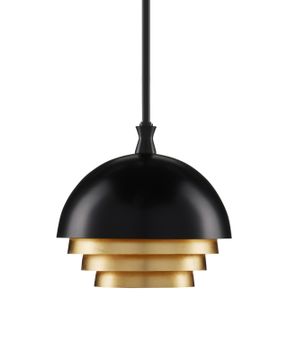 Salviati Medium Black & Gold Pendant by Currey and Company - view 4