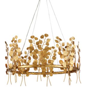 Golden Eucalyptus Round Chandelier by Currey and Company - view 3