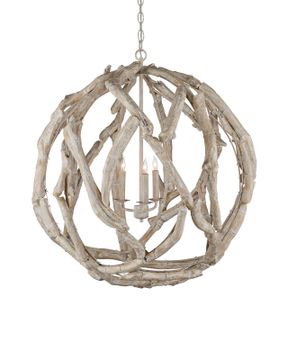 Driftwood Whitewash Orb Chandelier by Currey and Company