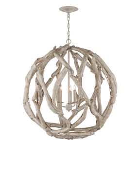 Driftwood Whitewash Orb Chandelier by Currey and Company - view 6