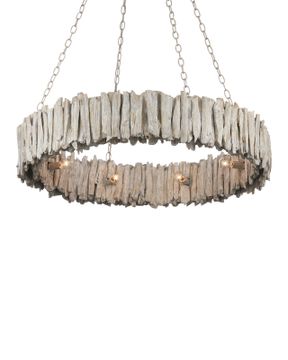 Driftwood Whitewash Ring Chandelier by Currey and Company - view 4