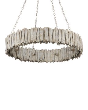 Driftwood Whitewash Ring Chandelier by Currey and Company - view 6