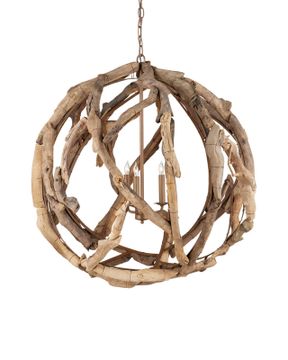 Driftwood Orb Chandelier by Currey and Company - view 4