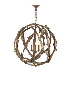 Driftwood Orb Chandelier by Currey and Company - view 5