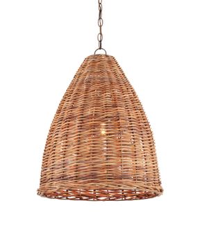 Basket Natural Pendant by Currey and Company - view 3
