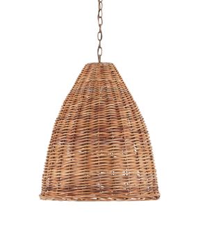 Basket Natural Pendant by Currey and Company - view 4
