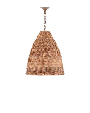 Basket Natural Pendant by Currey and Company - view 5