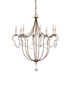 Crystal Lights Large Gold Chandelier by Currey and Company