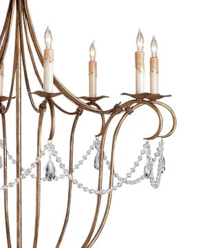 Crystal Lights Large Gold Chandelier by Currey and Company - view 2