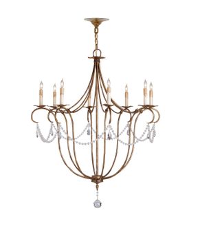 Crystal Lights Large Gold Chandelier by Currey and Company - view 3