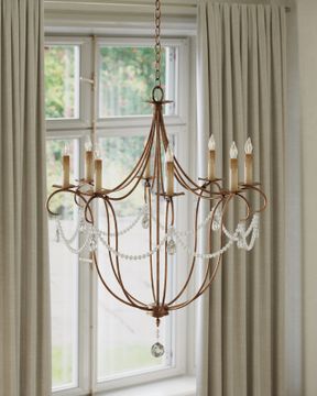 Crystal Lights Large Gold Chandelier by Currey and Company - view 5