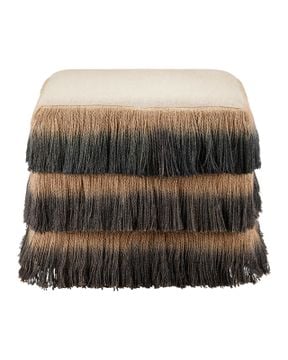 Jute Black Fringe Ottoman by Currey and Company - view 3