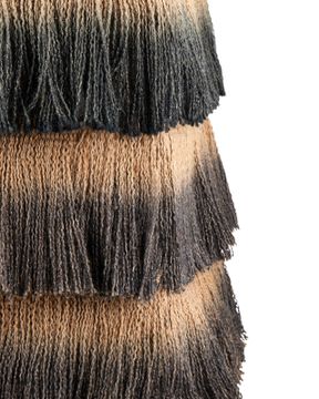 Jute Black Fringe Ottoman by Currey and Company - view 4