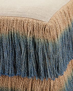 Jute Blue Fringe Ottoman by Currey and Company - view 2