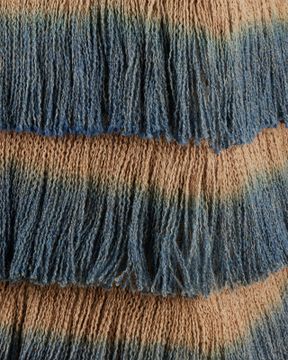 Jute Blue Fringe Ottoman by Currey and Company - view 4
