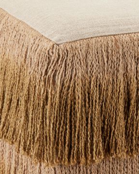Jute Bronze Fringe Ottoman by Currey and Company - view 2
